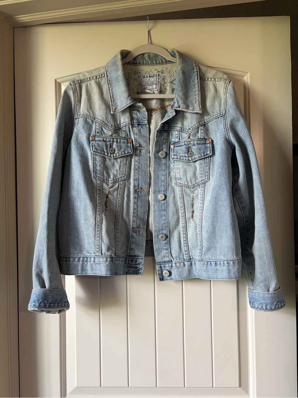 Old Navy Lightwash Distressed Denim Jacket